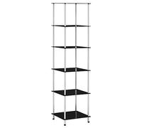 vidaXL Scaffale a 6 Livelli Scaffalatura Vetrina Portaoggetti con Ripiani Armadio Armadietto Libreria Nero 40x40x160 cm in Vetro Temperato