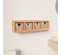 vidaXL Scaffale a Muro con Cestini 62x18x16 cm Legno Massello Noce