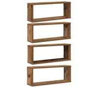 vidaXL Mensole a Cubo Muro 4 pz Legno Antico 60x15x23 cm in Truciolato, mensola a Muro, scaffale a Parete, scaffale pensile, scaffale a Muro