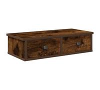 vidaXL Scaffale a Parete con Cassetti Fumo 60x28x15 cm in Truciolato, mensola da Muro con mobiletto, mobiletto portaoggetti Montato a Muro, unità a Muro sospesa