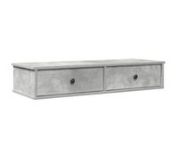 vidaXL Scaffale a Parete con Cassetti Grigio 100x37,5x19 cm Truciolato, mensola da Muro con mobiletto, mobiletto portaoggetti Montato a Muro, unità a Muro sospesa