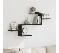 vidaXL Scaffale a Parete Rovere Nero 104x15x49 cm in Truciolato, scaffale a Muro, scaffale espositivo, espositore a Muro, scaffale pensile, espositore