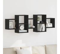 vidaXL Scaffale a Parete Rovere Nero 129x18x42 cm in Truciolato, scaffale a Muro, scaffale espositivo, espositore a Muro, scaffale pensile, espositore
