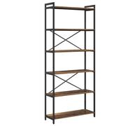 vidaXL Scaffale a più Livelli 80 x 30 cm, 188 cm di Altezza, in Legno Antico con Struttura in Acciaio Nero. Piedini Regolabili e Uso Solo Interno. Design a Croce e Ampio Spazio per riporre Le Cose. S