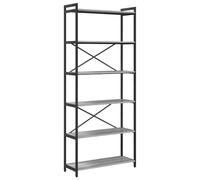 vidaXL Scaffale a più Livelli Grigio Sonoma 80 x 30 x 188 cm. unità di stoccaggio autoconivente con Piedi Regolabili. Struttura in Acciaio e Ripiani in Legno ingegnerizzato. Stile Industriale, perfe