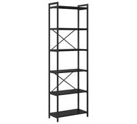 vidaXL Scaffale a Scale in Rovere Nero 60 x 30 x 188 cm in Legno Ingegnerizzato e Acciaio, con Piedini Regolabili e Struttura a Croce. È Perfetto per ottimizzare Lo Spazio di archiviazione e aggiung