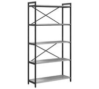 vidaXL Scaffale a Strati 80 x 30 x 153 cm in Grigio Sonoma, Fatto in Legno Compensato con Struttura in Acciaio. Ha Piedini Regolabili e Uno Stile Industriale. Spazio Ampio e livellatori Inclusi. IDE