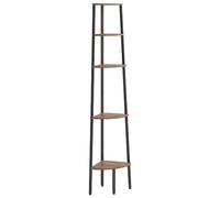 vidaXL Scaffale Angolare 5 Livelli Marrone Scuro Nero 45,5x31,5x180 cm
