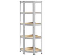 vidaXL Scaffale Angolare 5 Ripiani Argento Acciaio e Legno Multistrato