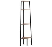 vidaXL Scaffale angolare a 4 ripiani marrone scuro e nero 45,5x31,5x150 cm