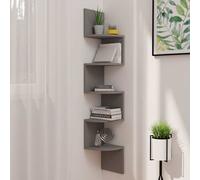 vidaXL Scaffale Angolare a Muro Grigio 19x19x123 cm Legno Multistrato