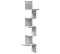 vidaXL Scaffale Angolare a Muro Grigio Cemento 32x32x127,5 cm, ripiano a Parete, ripiano per Esposizione a Parete, ripiano a Parete