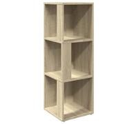 vidaXL Scaffale angolare con 3 scomparti, per libri, da parete, per soggiorno, camera da letto, ufficio, rovere Sonoma, 33 x 33 x 100 cm, in legno