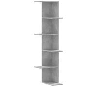 vidaXL Scaffale Angolare Muro Grigio Cemento 36,5x36,5x140 cm Legno
