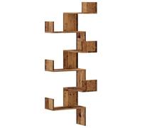vidaXL Scaffale Angolare Muro Legno Antico 45x45x147 cm Multistrato, scaffale angolare, scaffale a Muro, scaffale a Parete, scaffale ad Angolo