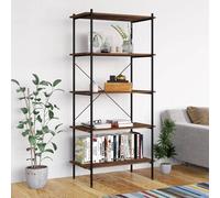 vidaXL Scaffale con 5 Mensole Nero e Naturale 80x40x163 cm