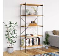 vidaXL Scaffale con 5 Mensole Nero e Rovere 80x40x163 cm
