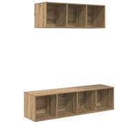 vidaXL Scaffale Cube Storage in rovere Artisan - 37 x 142,5 cm, forma rettangolare montata a parete per interni. Montaggio necessario, include due armadi TV, scaffale moderno per soggiorno.