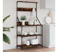 vidaXL Scaffale Cucina Ganci 4 Ripiani Rovere Fumo Legno Multistrato