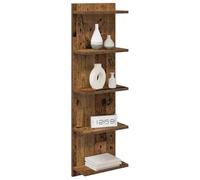 vidaXL Scaffale da parete 2 pcs Legno antico 30 x 15 x 100 cm, Scaffali da muro eleganti in legno ingegnerizzato, per un living moderno e organizzato, design minimalista