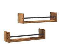 vidaXL Mensole da Parete 2 Pezzi in Legno Vecchio 60x16x14 cm in Legno ingegnerizzato