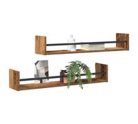 vidaXL Mensole da parete 2 pezzi legno antico 80x16x14 cm legno ricostituito