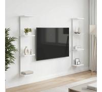 vidaXL Scaffale da parete 2 pcs Bianco 22 x 15 x 100 cm, Scaffali da muro eleganti in legno ingegnerizzato, per un living moderno e organizzato, design minimalista