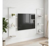 vidaXL Scaffale da parete 2 pcs Bianco 25 x 15 x 100 cm, Scaffali da muro eleganti in legno ingegnerizzato, per un living moderno e organizzato, design minimalista