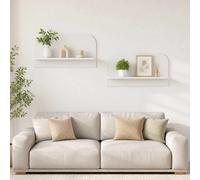 vidaXL Scaffale da parete 2 pz Bianco Lucido 80.5 x 13.5 x 37.5 cm