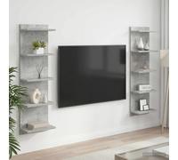vidaXL Scaffale da parete 2 pz Grigio Cemento 30 x 15 x 100 cm