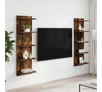 vidaXL Scaffale da parete 2 pz Rovere Fumo 30 x 15 x 100 cm