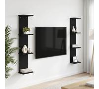 vidaXL Scaffale da parete 2 pz Rovere Nero 22 x 15 x 100 cm