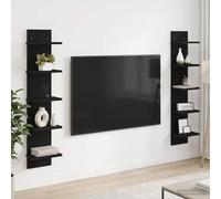 vidaXL Scaffale da parete 2 pcs Rovere Nero 22 x 15 x 100 cm, Scaffali da muro eleganti in legno ingegnerizzato, per un living moderno e organizzato, design minimalista