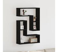 vidaXL Mensole da parete moderne Set di 2 - Rovere Nero, legno ingegnerizzato, salvaspazio