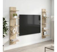 vidaXL Scaffale da parete 2 pcs Rovere Sonoma 22 x 15 x 100 cm, Scaffali da muro eleganti in legno ingegnerizzato, per un living moderno e organizzato, design minimalista