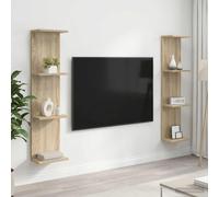 vidaXL Scaffale da parete 2 pcs Rovere Sonoma 25 x 15 x 100 cm, Scaffali da muro eleganti in legno ingegnerizzato, per un living moderno e organizzato, design minimalista