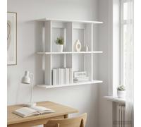 vidaXL Mensola da parete montata a parete, bianca, 80 x 20 x 75 cm, scaffale rettangolare moderno per soggiorno, grande conservazione, salvaspazio, facile da pulire, organizza la tua casa