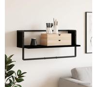 vidaXL Wandplank Muurmontage Zwart eiken 65 x 25 x 30 cm metaal PB