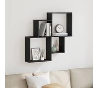 vidaXL Scaffale cubo da parete in rovere nero, 80 x 15 x 78,4 cm, finitura opaca, per soggiorno, camera da letto, ufficio