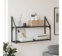 vidaXL Wandplank Muurmontage Zwart eiken 80 x 21 x 51 cm metaal PB