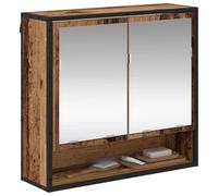 vidaXL Armadio a specchio da parete in legno vintage, nero, 65 x 20 x 60 cm, con mensole incluse, per uso interno, facile da installare, serve solo un cacciavite, perfetto per riporre in bagno, stil