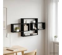 vidaXL Scaffale da parete Rovere Nero 130 x 10 x 50 cm, Mensola per soggiorno, soluzione di stoccaggio alla moda, arredamento contemporaneo, unità funzionale
