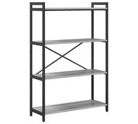vidaXL Scaffale Grigio Sonoma 80 x 30 x 118 cm, scaffali a più Livelli in Legno ingegnerizzato con Struttura in Metallo. Piedini Regolabili, Adatto per Uso Interno, Design Industriale e Ampio Spazio