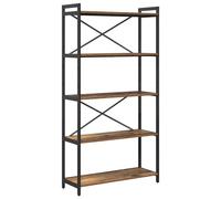vidaXL Scaffale in Legno Antico di - 80 x 30 x 153cm - Mensole a Livelli industriali e Acciaio con Piedini Regolabili. Struttura a Croce per più stabilità. Perfetta per la libreria del Soggiorno, st