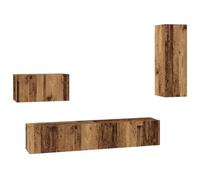 vidaXL Mobile TV da Parete con lo scaffale Altro con archiviazione con porta 4 pcs Legno Antico Media