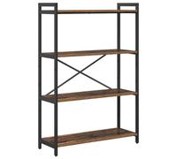 vidaXL Scaffale per Libri in Legno Anticato e Metallo Nero, mensole a Strati in truciolato. Dimensioni: 80 x 30 x 118 cm. Piedini Regolabili e Struttura Incrociata. Perfetto Come libreria da Interno