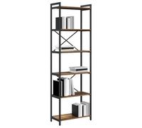 vidaXL Scaffale per Libri in Legno Antico 60x30x188 cm, autoportante, Stile Industriale, a più Ripiani. Struttura in Metallo, con Piedini Regolabili e Supporto a Croce. Spazio Ampio per riporre, IDE