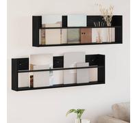 vidaXL Scaffale per riviste 2 pcs Rovere Nero 100 x 12 x 30 cm