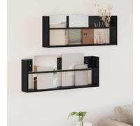 vidaXL Scaffale per riviste 2 pcs Rovere Nero 80 x 12 x 30 cm