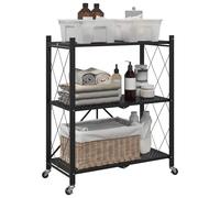 vidaXL Scaffale portaoggetti con ruote nero 71x34x88 cm in acciaio